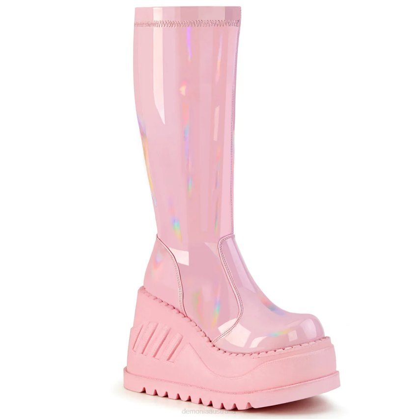 Baby Pink Hologram Stretch Patent Demonia Stomp-200 R6NZ175