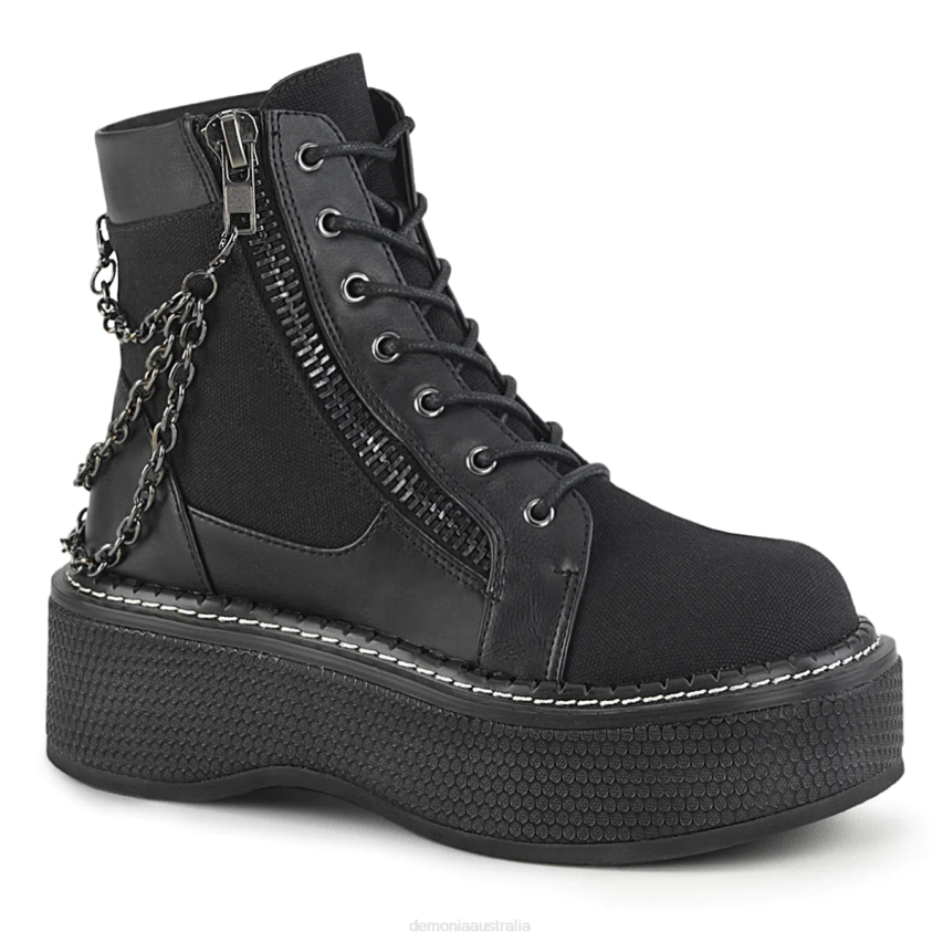Black Canvas-Vegan Leather Demonia Emily-114 R6NZ78
