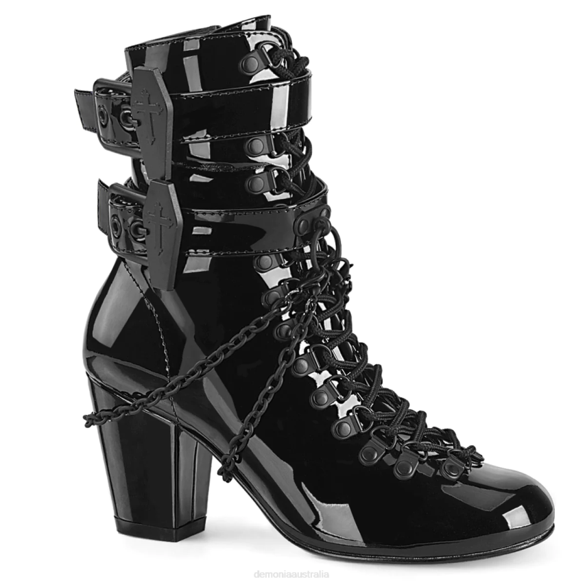 Black Patent Demonia Vivika-128 R6NZ197