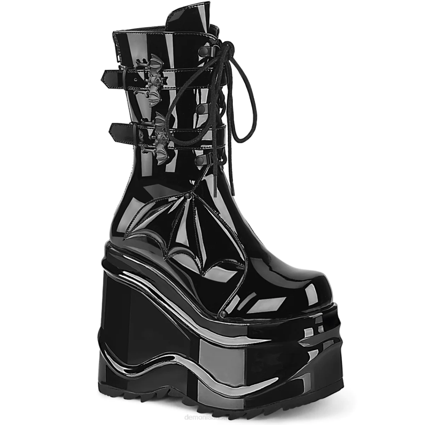 Black Patent Demonia Wave-150 R6NZ212