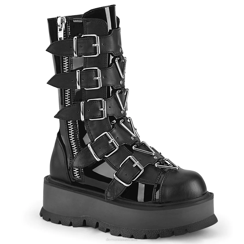 Black Patent-Vegan Leather Demonia Slacker-160 R6NZ150