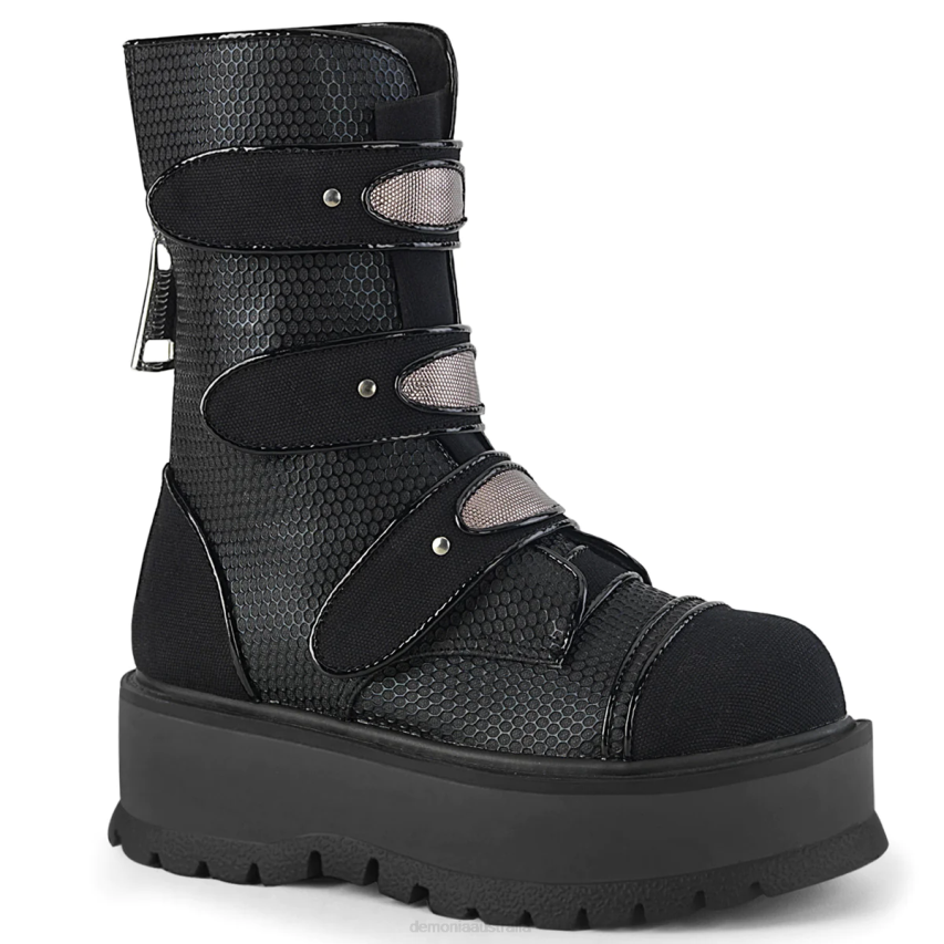 Black Vegan Leather-Canvas Demonia Slacker-101 R6NZ147