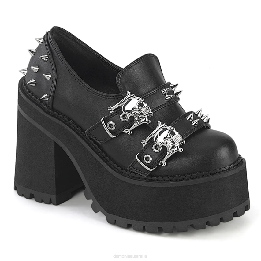 Black Vegan Leather Demonia Assault-38 R6NZ14