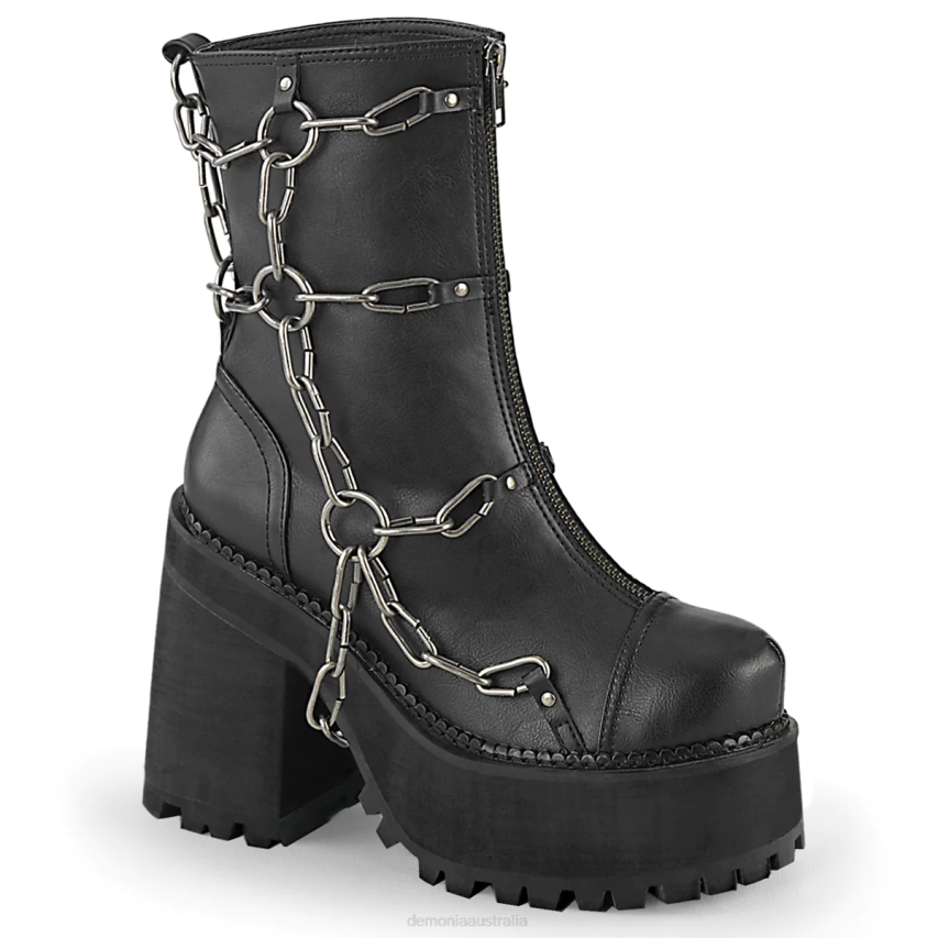 Black Vegan Leather Demonia Assault-66 R6NZ15