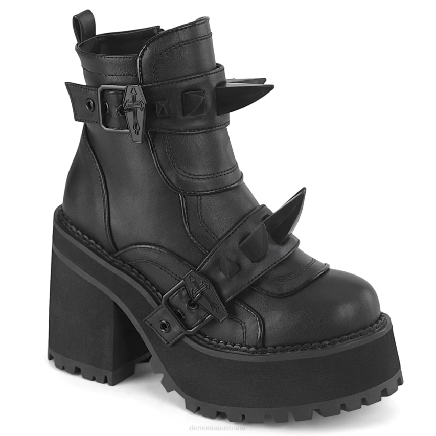 Black Vegan Leather Demonia Assault-72 R6NZ18