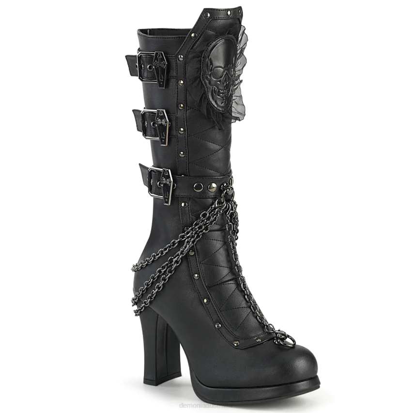 Black Vegan Leather Demonia Crypto-67 R6NZ61