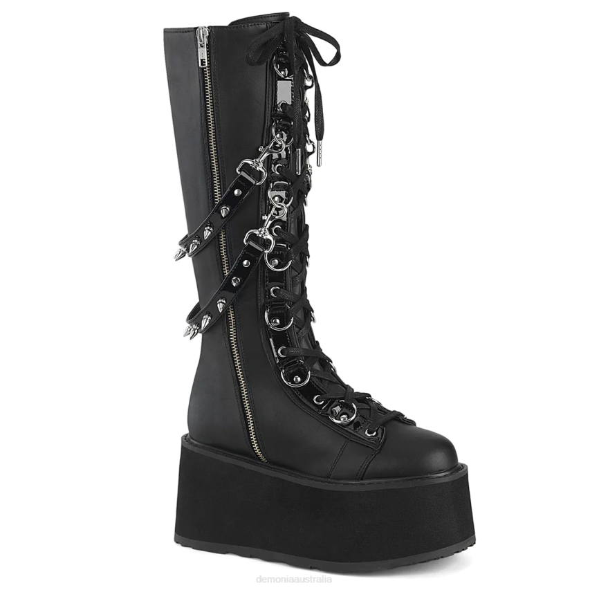 Black Vegan Leather Demonia Damned-220 R6NZ69