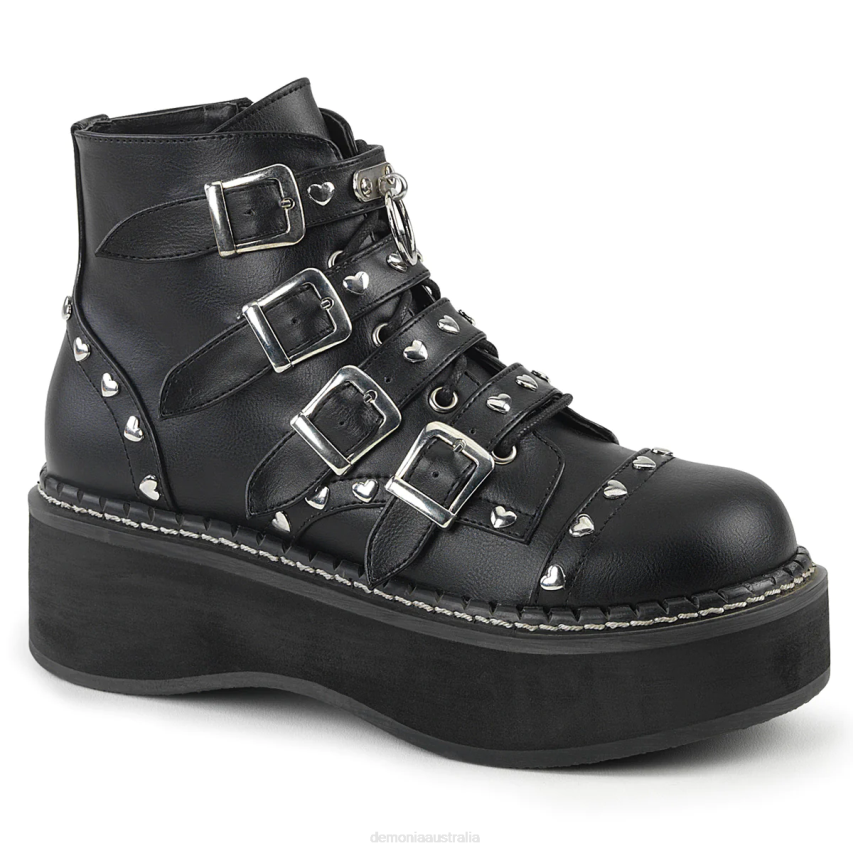 Black Vegan Leather Demonia Emily-315 R6NZ79
