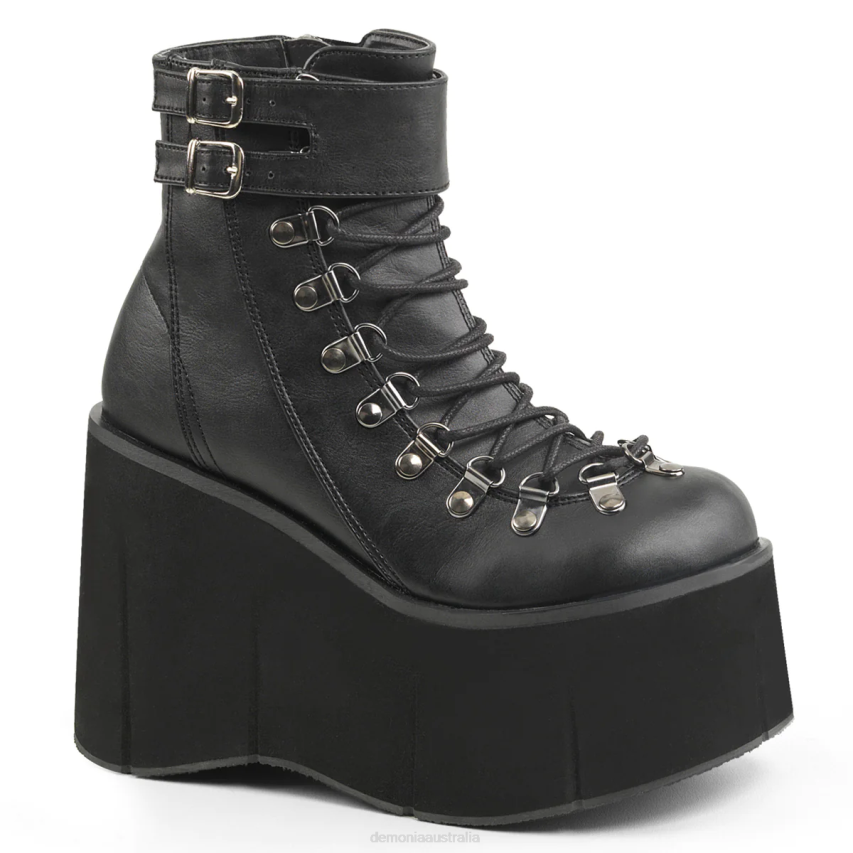 Black Vegan Leather Demonia Kera-21 R6NZ93