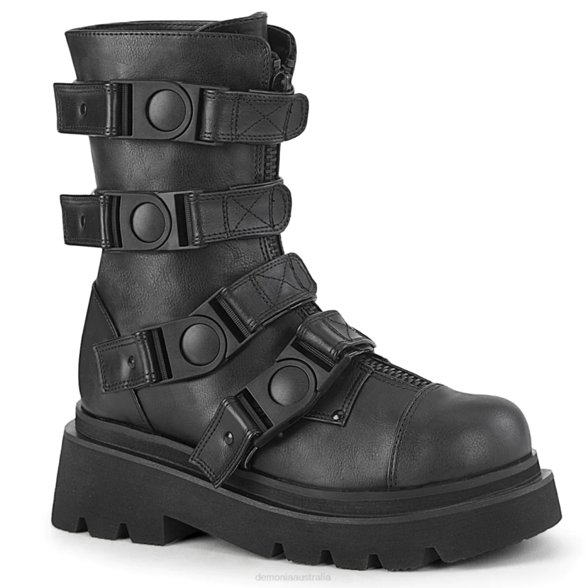 Black Vegan Leather Demonia Renegade-55 R6NZ115