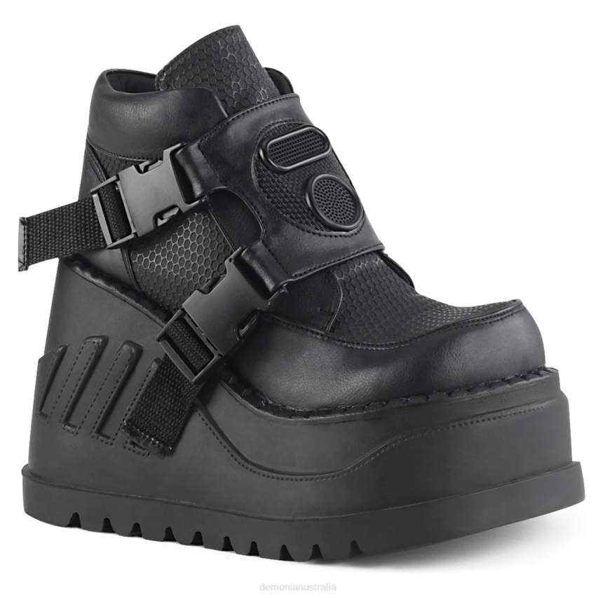 Black Vegan Leather Demonia Stomp-15 R6NZ172