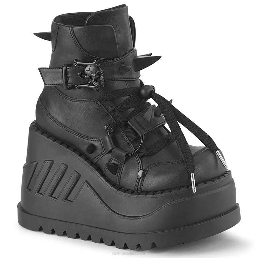 Black Vegan Leather Demonia Stomp-60 R6NZ178