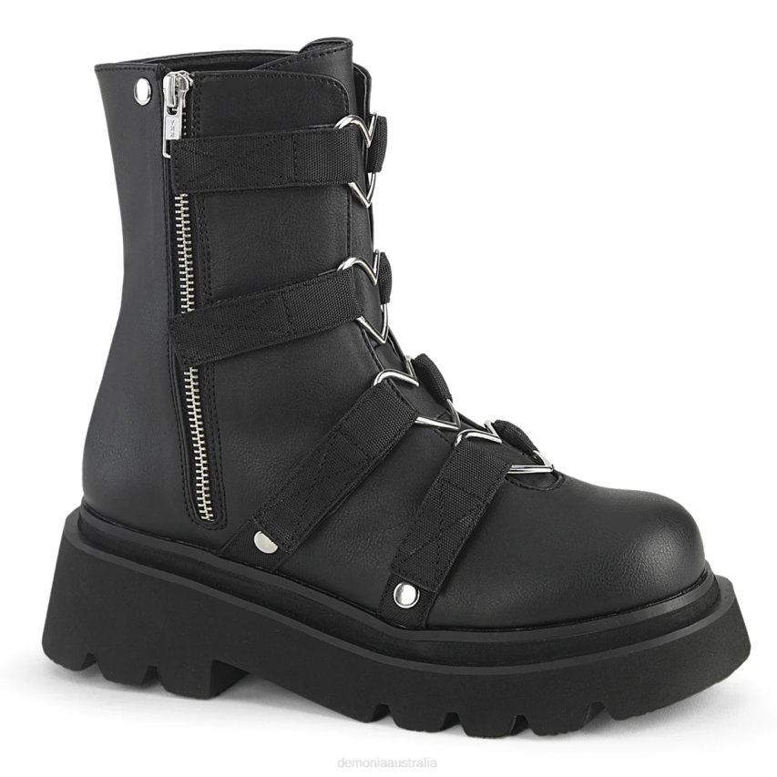 Black Vegan Leather-Nylon Demonia Renegade-50 R6NZ113
