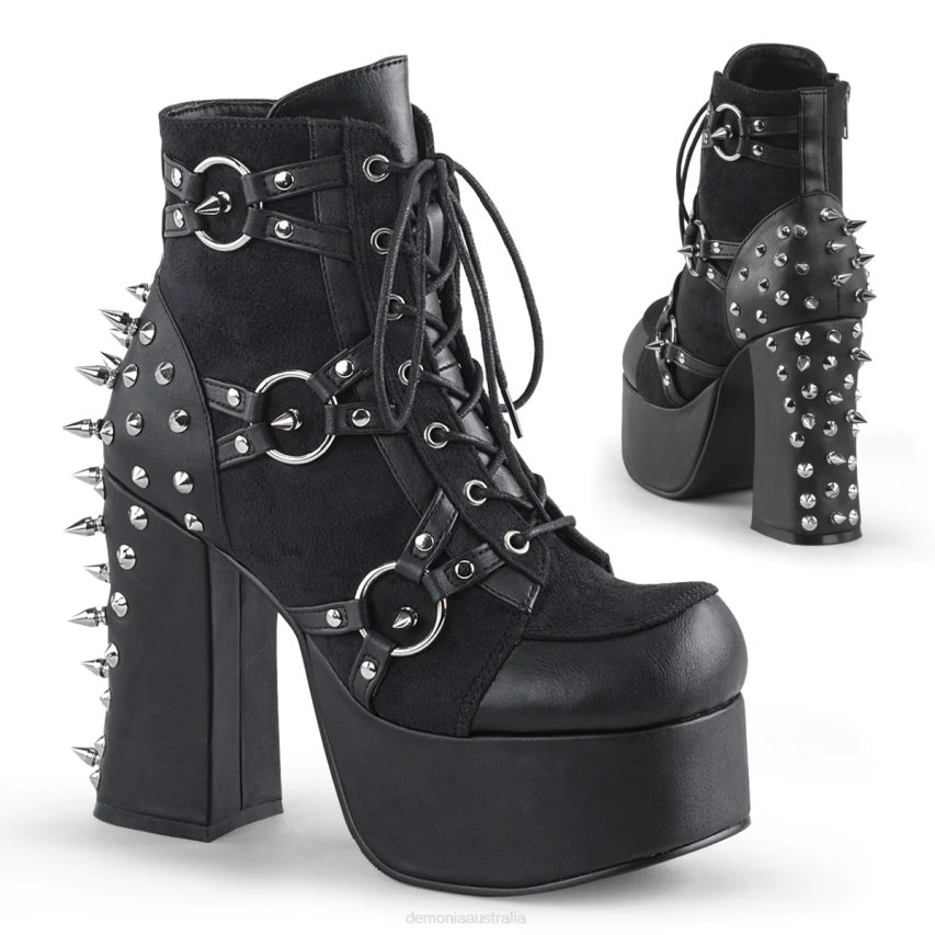Black Vegan Leather-Suede Demonia Charade-100 R6NZ56