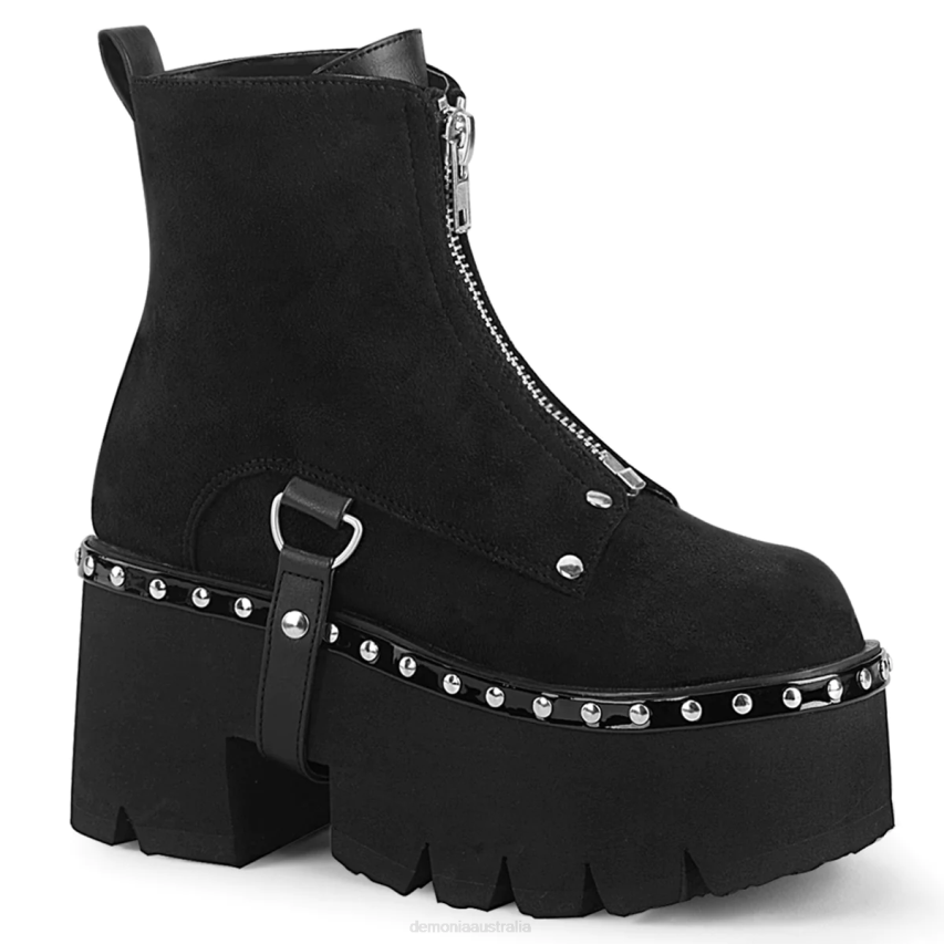 Black Vegan Suede Demonia Ashes-100 R6NZ1