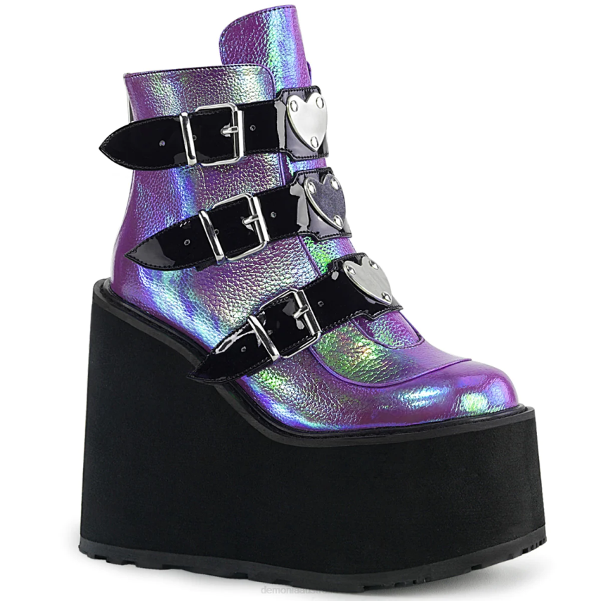 Purple Iridescent Vegan Leather Demonia Swing-105 R6NZ182