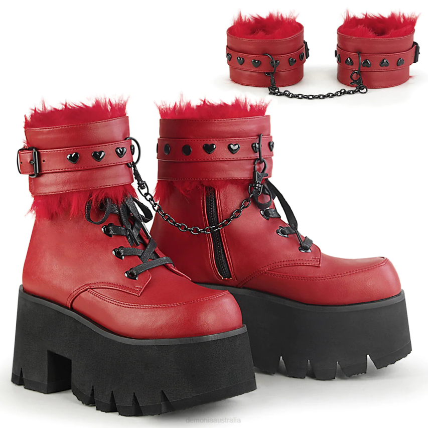 Red Vegan Leather Demonia Ashes-57 R6NZ9