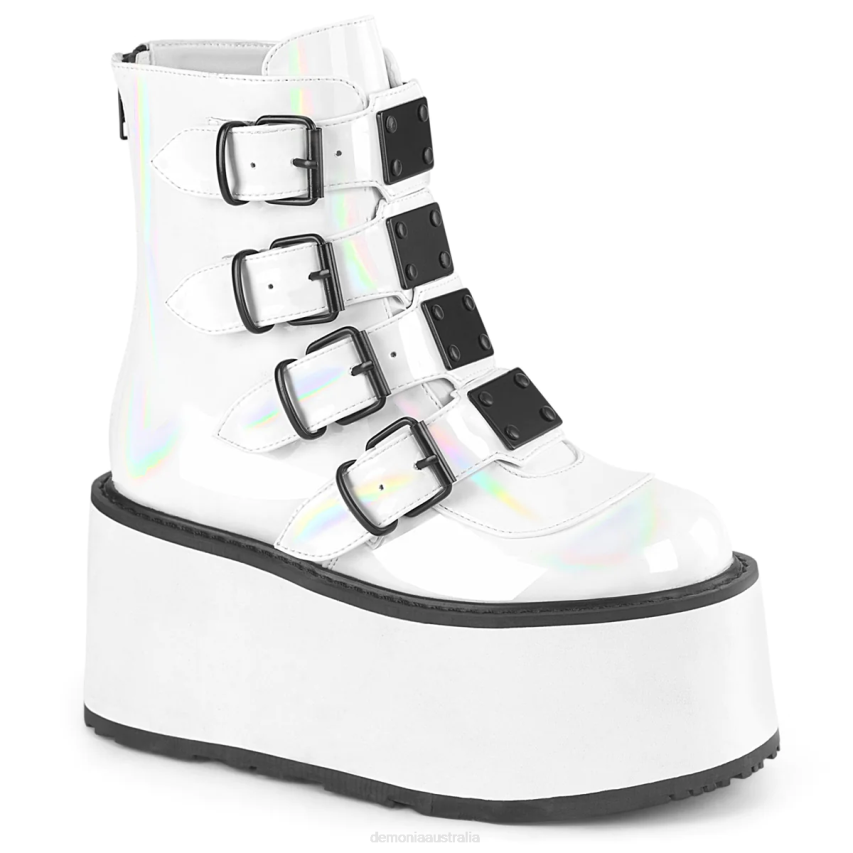 White Holo Patent Demonia Damned-105 R6NZ67