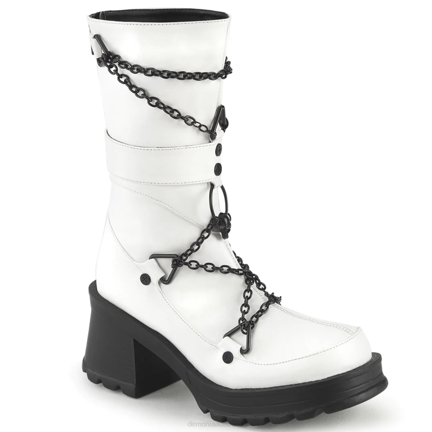 White Vegan Leather Demonia Bratty-120 R6NZ35