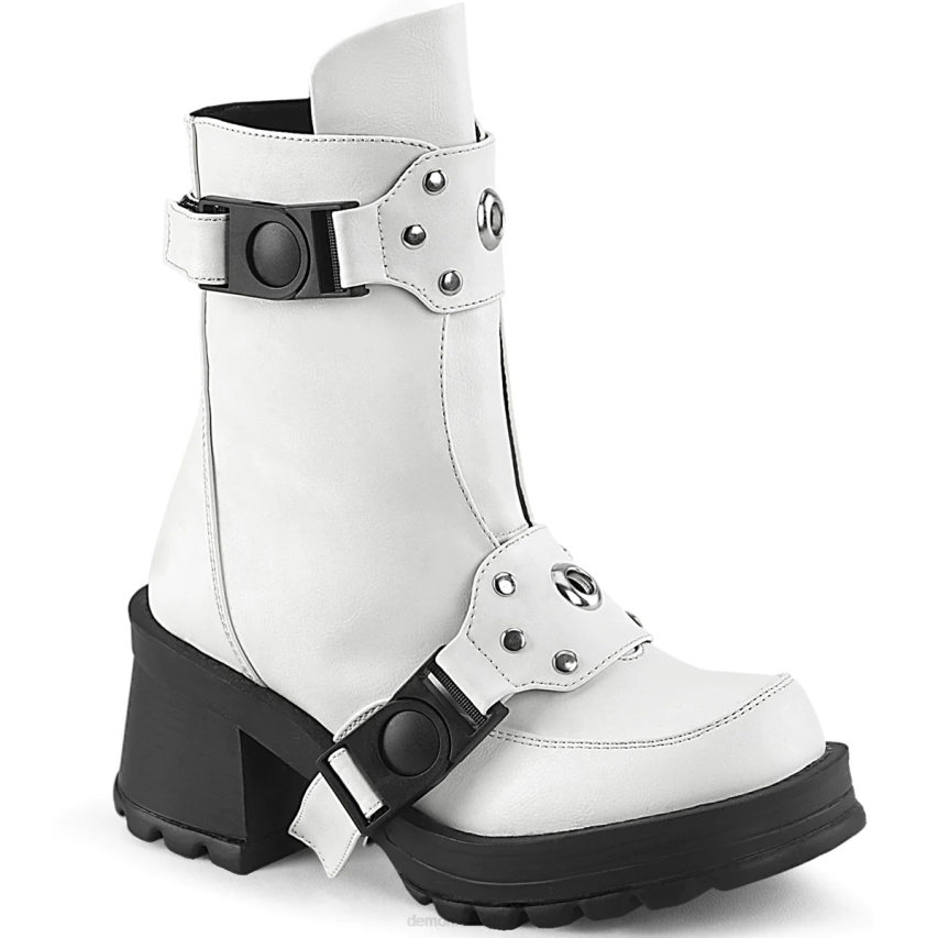 White Vegan Leather Demonia Bratty-56 R6NZ38