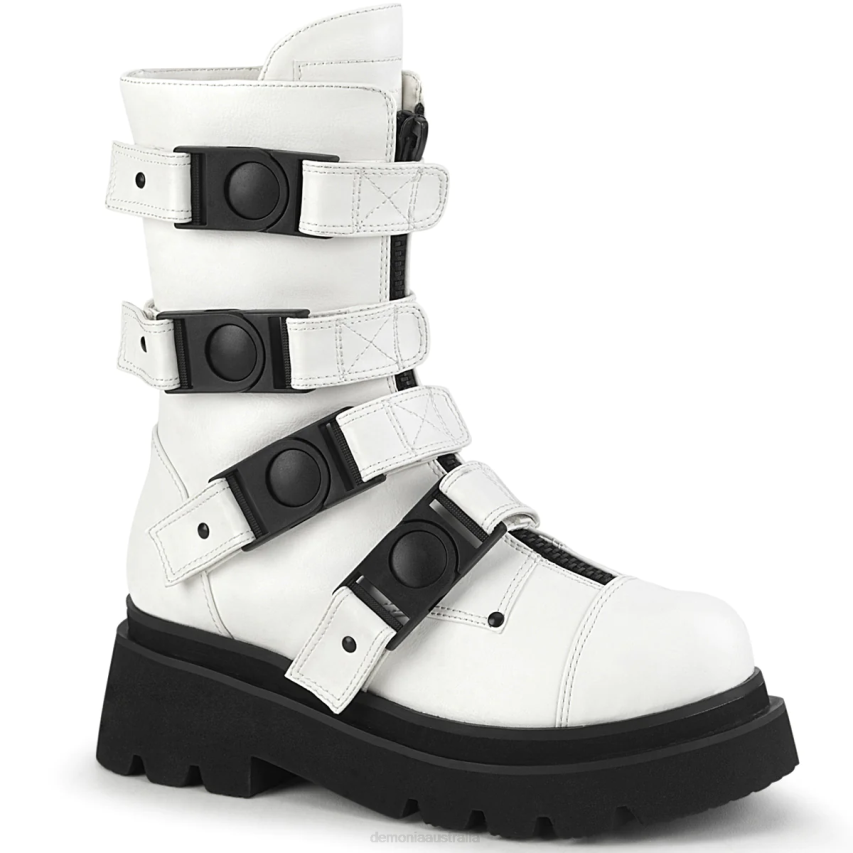 White Vegan Leather Demonia Renegade-55 R6NZ116