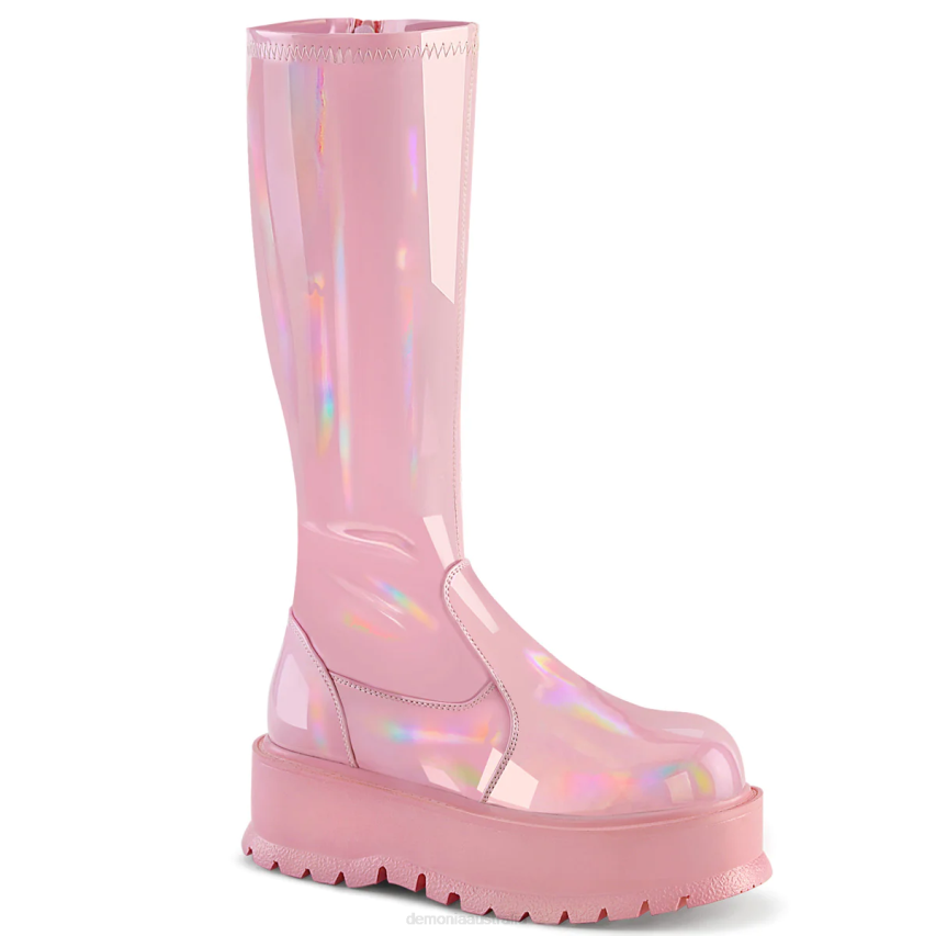 Baby Pink Holo Patent Demonia Slacker-200 R6NZ308