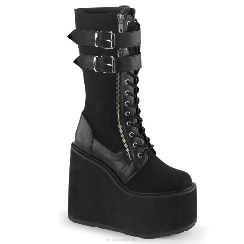 Black Canvas-Vegan Leather Demonia Swing-221 R6NZ324