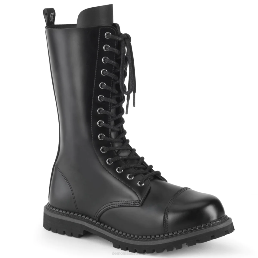 Black Leather Demonia Riot-14 R6NZ287