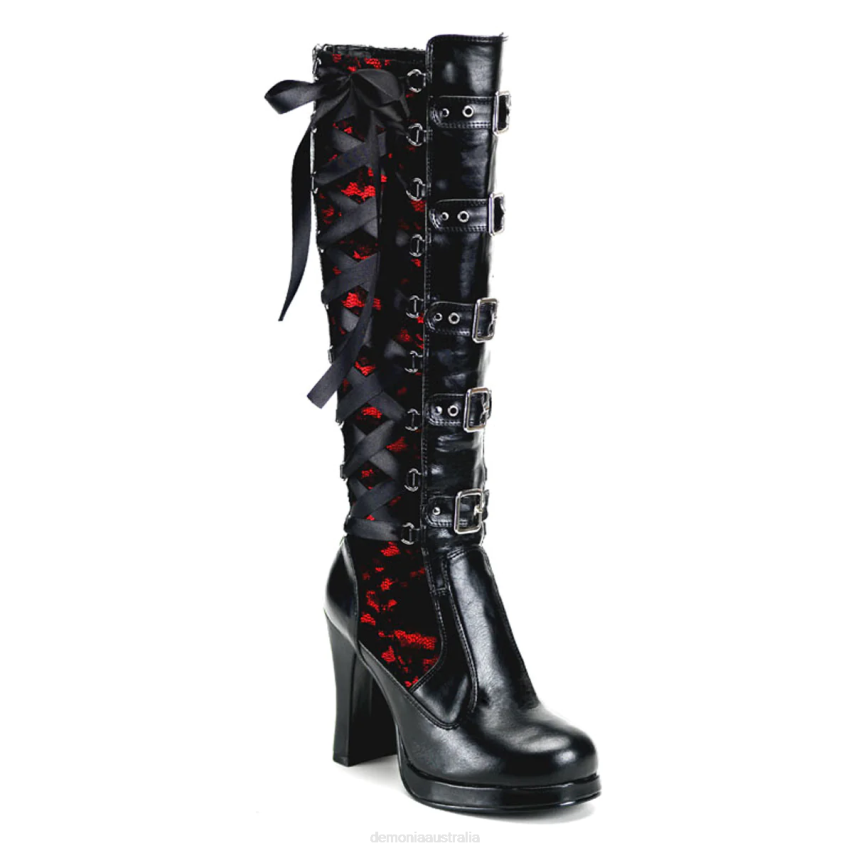 Black-Red Vegan Leather Demonia Crypto-106 R6NZ243