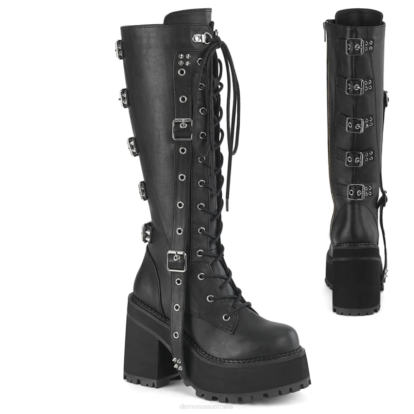 Black Vegan Leather Demonia Assault-218 R6NZ215