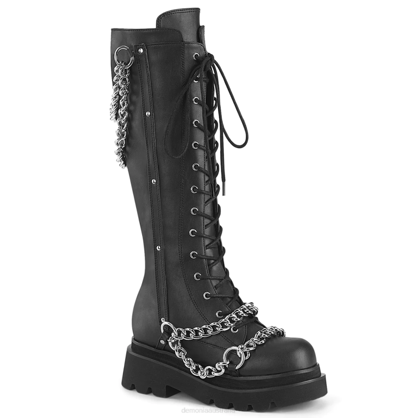 Black Vegan Leather Demonia Renegade-215 R6NZ286