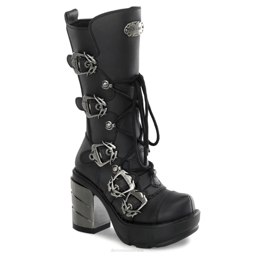 Black Vegan Leather Demonia Sinister-203 R6NZ306