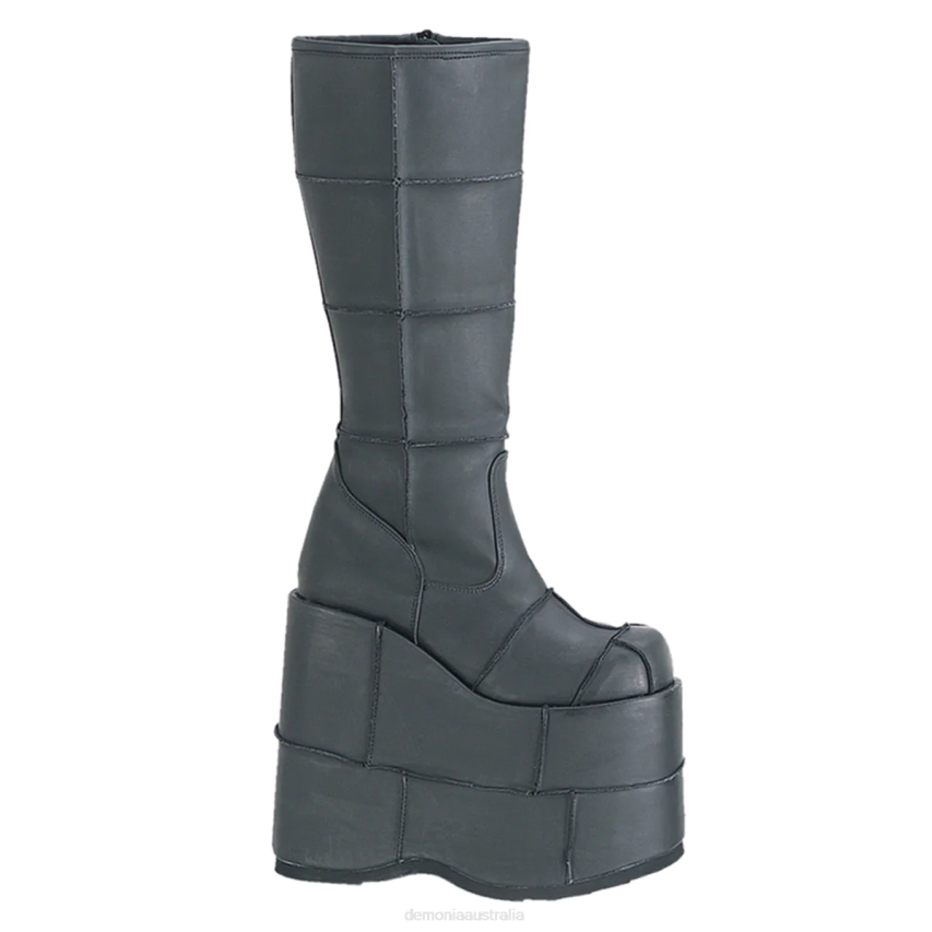 Black Vegan Leather Demonia Stack-301 R6NZ317