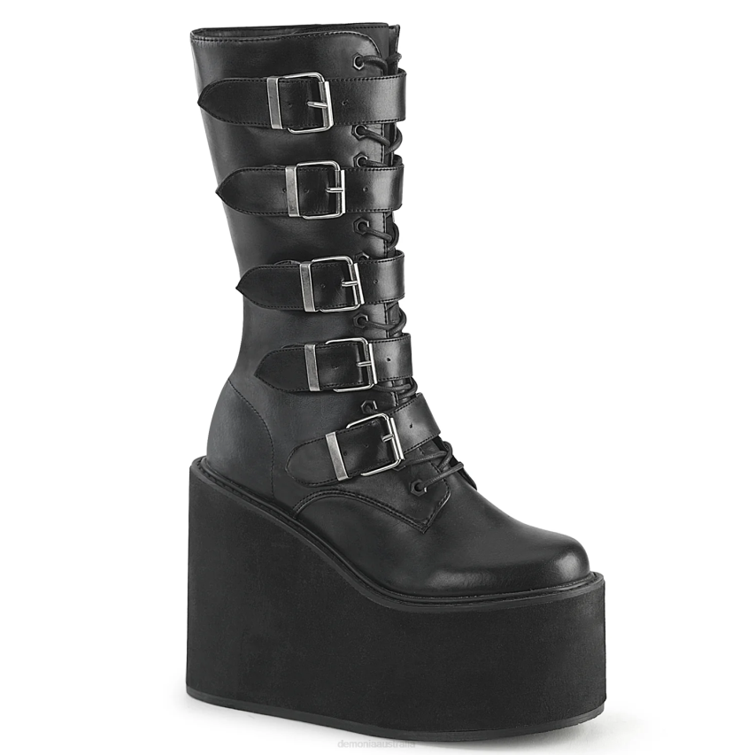 Black Vegan Leather Demonia Swing-220 R6NZ323