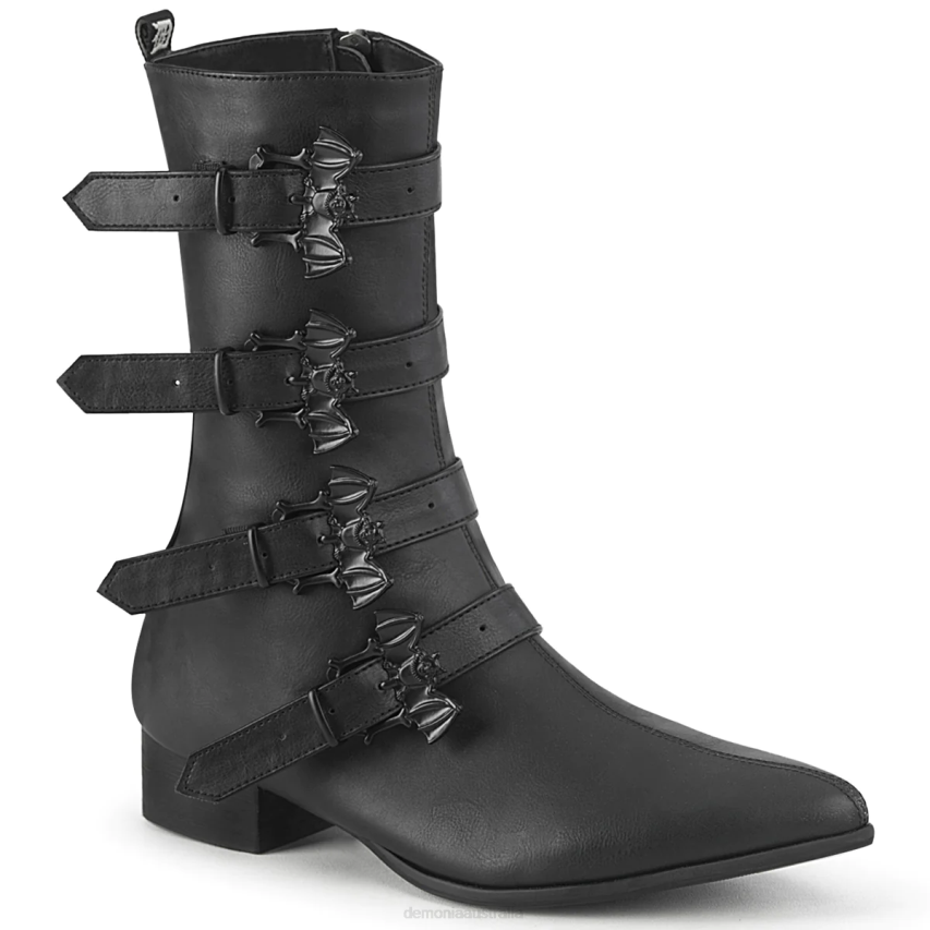 Black Vegan Leather Demonia Warlock-110-B R6NZ358
