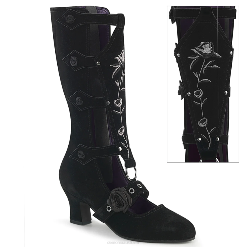 Black Vegan Suede Demonia Whimsy-118 R6NZ363