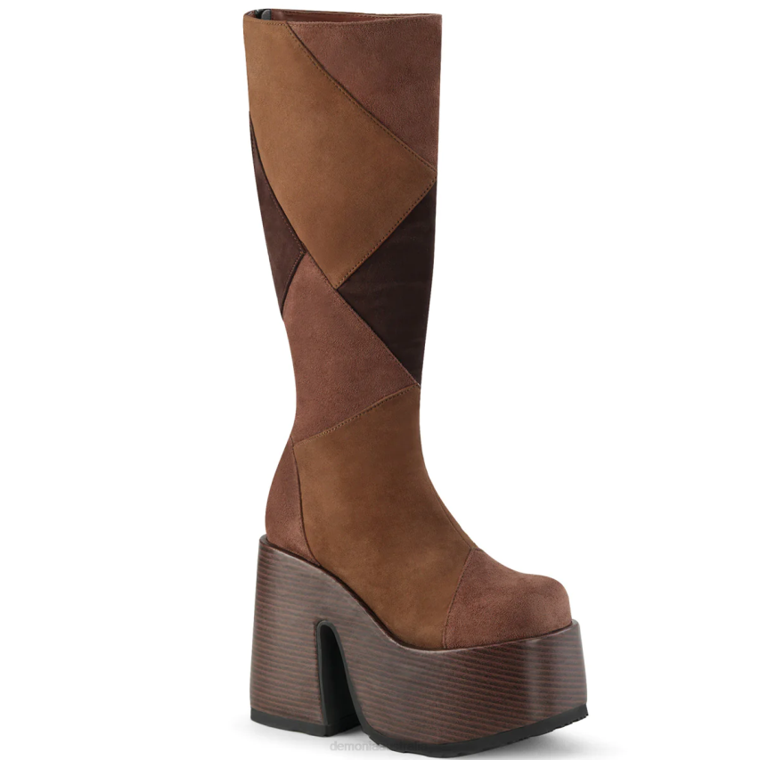 Brown Multi Vegan Suede Demonia Camel-280 R6NZ234