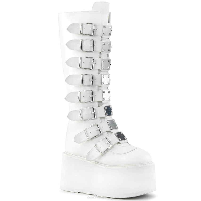 White Vegan Leather Demonia Damned-318 R6NZ261