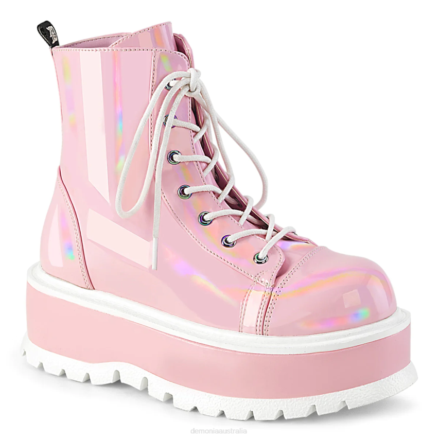 Baby Pink Holo Patent Demonia Slacker-55 R6NZ732