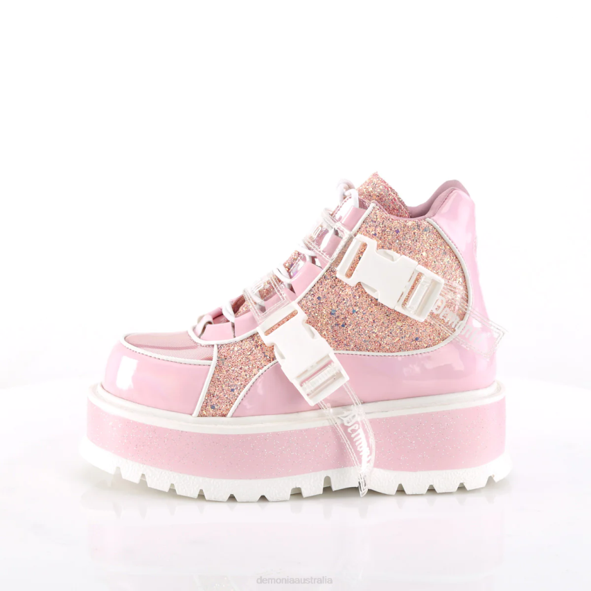 Baby Pink Holographic Patent-Pink Multi Glitter Demonia Slacker-50 R6NZ728