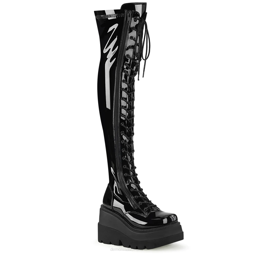 Black Stretch Patent Demonia Shaker-374 R6NZ690