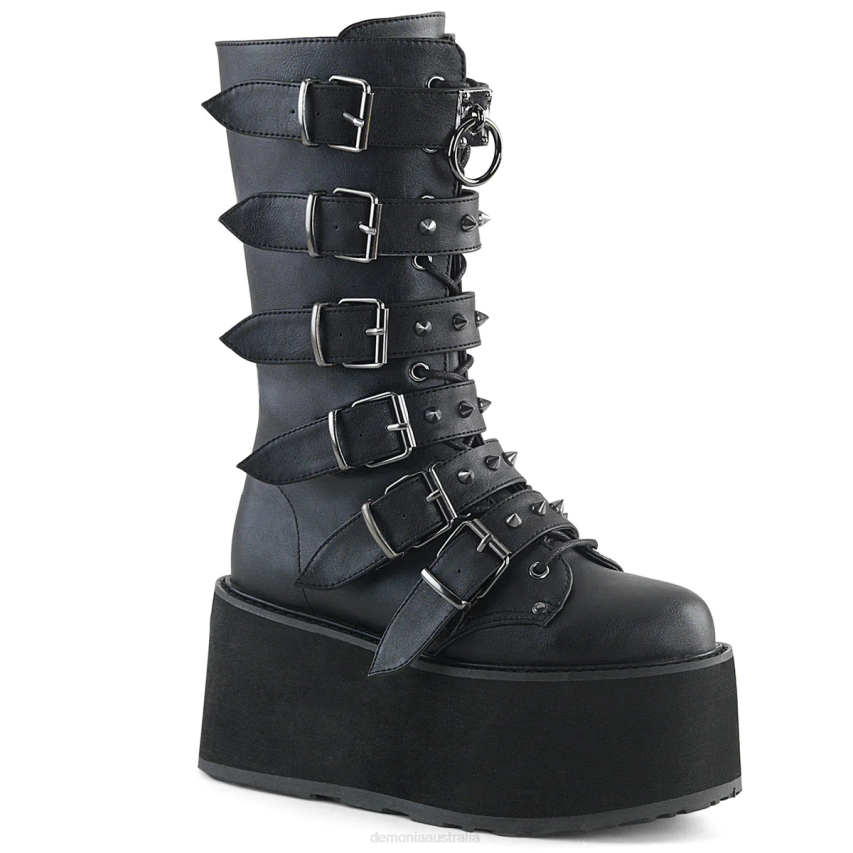 Black Vegan Leather Demonia Damned-225 R6NZ626