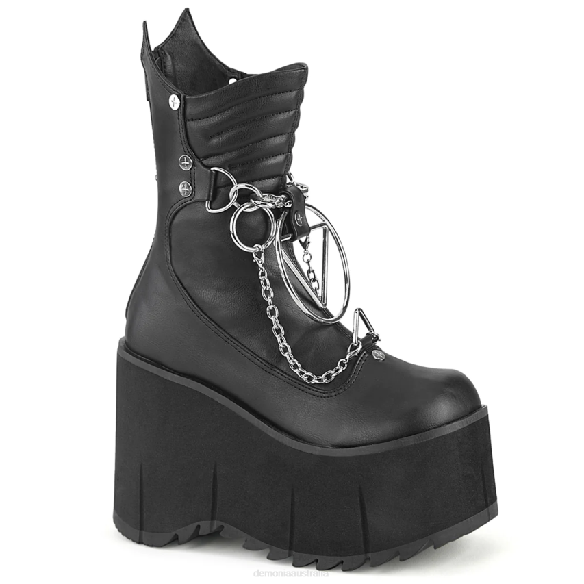 Black Vegan Leather Demonia Kera-130 R6NZ664