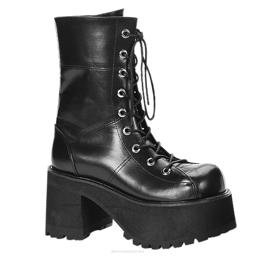 Black Vegan Leather Demonia Ranger-301 R6NZ683