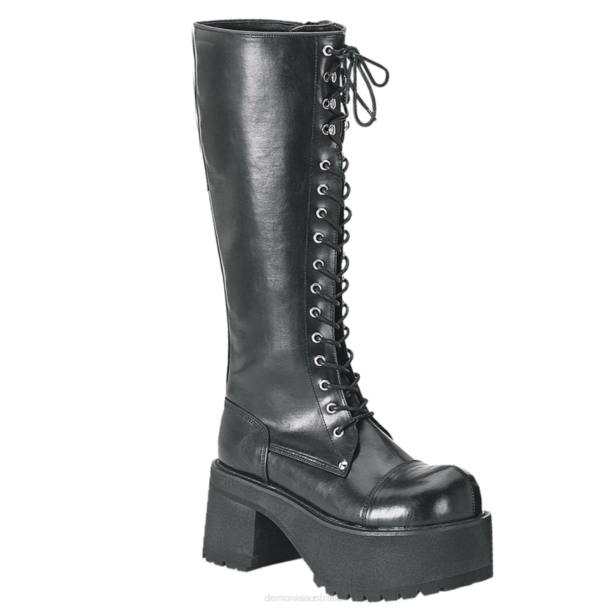 Black Vegan Leather Demonia Ranger-302 R6NZ684