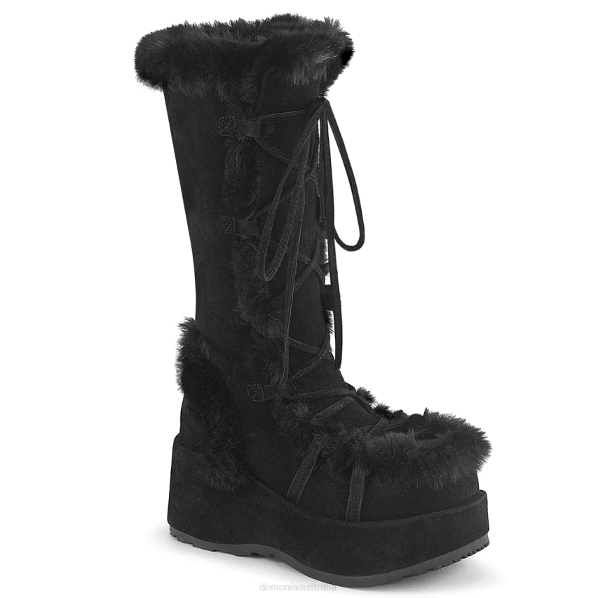 Black Vegan Suede Demonia Cubby-311 R6NZ617
