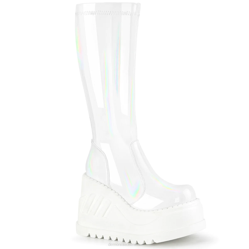 White Hologram Stretch Patent Demonia Stomp-200 R6NZ750