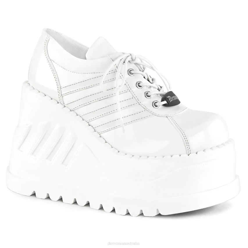 White Patent-Vegan Leather Demonia Stomp-08 R6NZ744