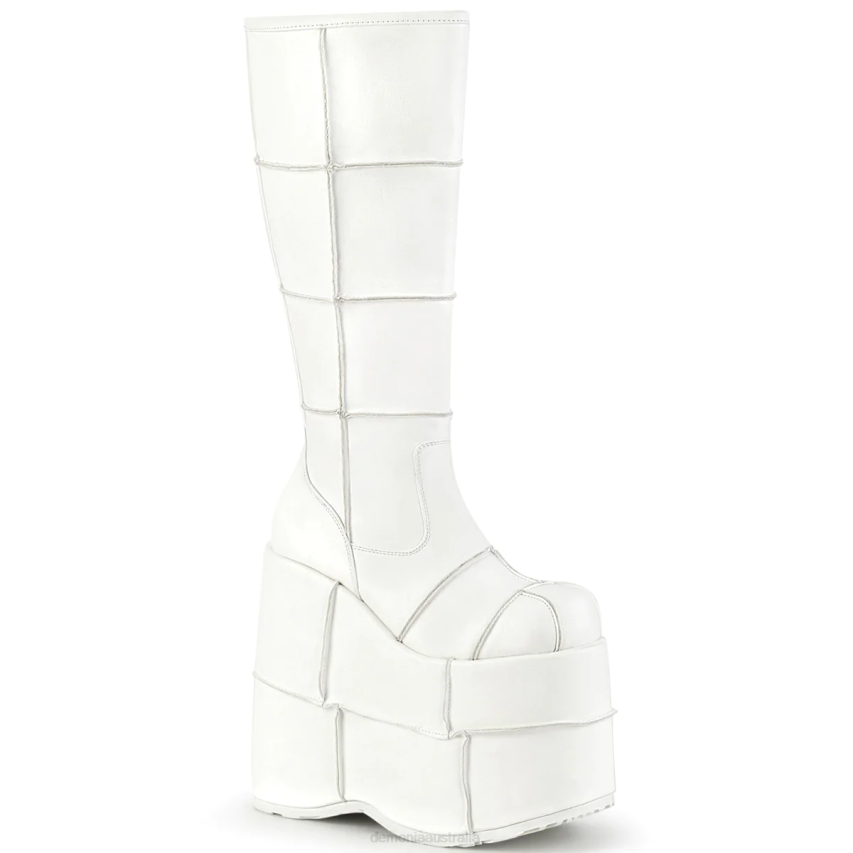 White Vegan Leather Demonia Stack-301 R6NZ741