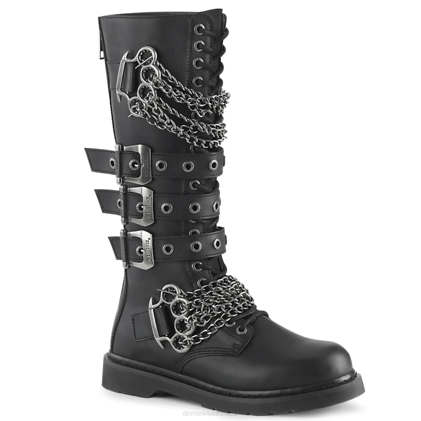 Black Vegan Leather Demonia Bolt-450 R6NZ809